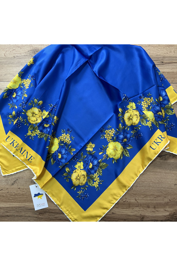 Патріотична шовкова хустина  Ukraine 90х90 см