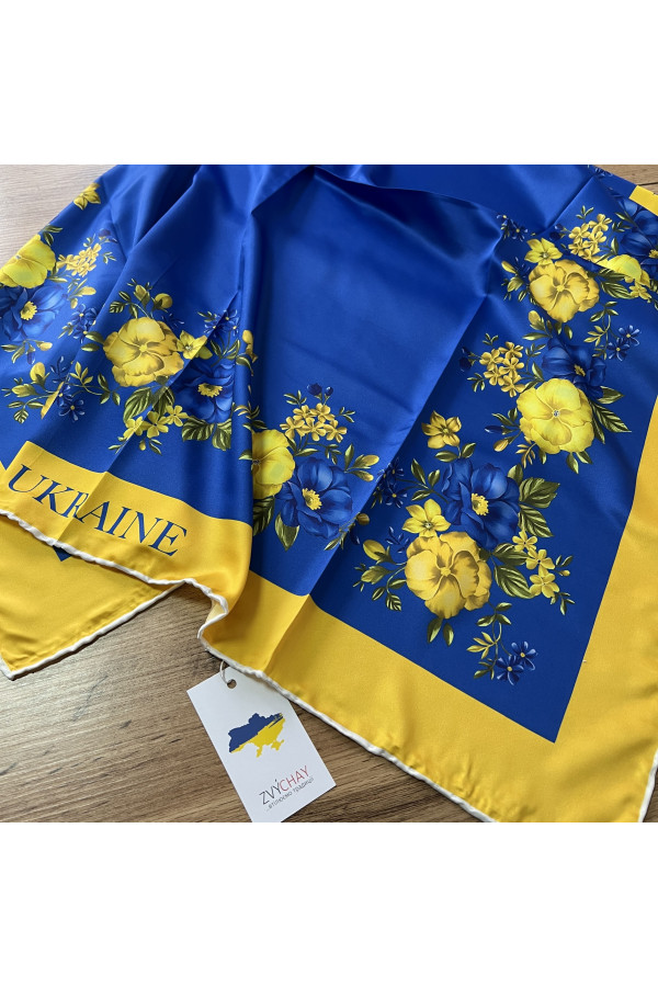Патріотична шовкова хустина  Ukraine 90х90 см