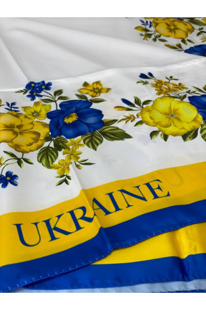 Патріотична шовкова хустина Ukraine біла
