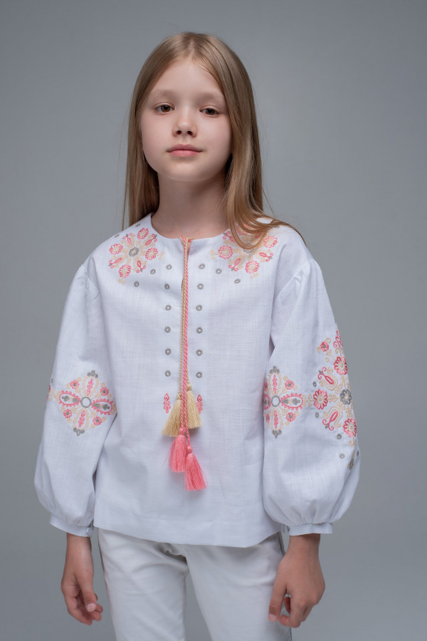 Вишита блуза для дівчинки White1