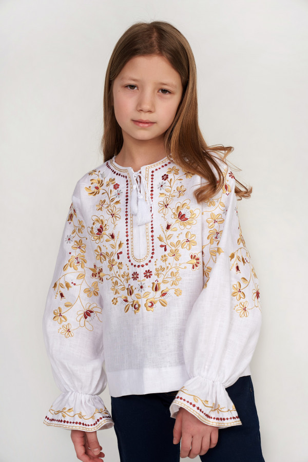 Вишита блуза для дівчинки White