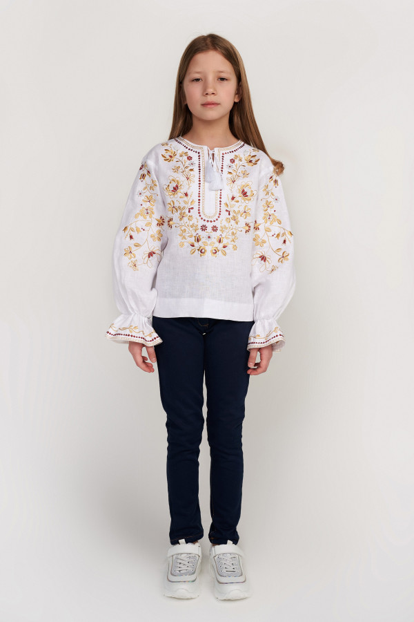 Вишита блуза для дівчинки White