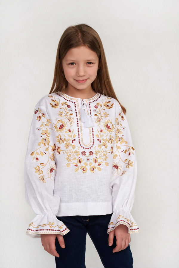 Вишита блуза для дівчинки White