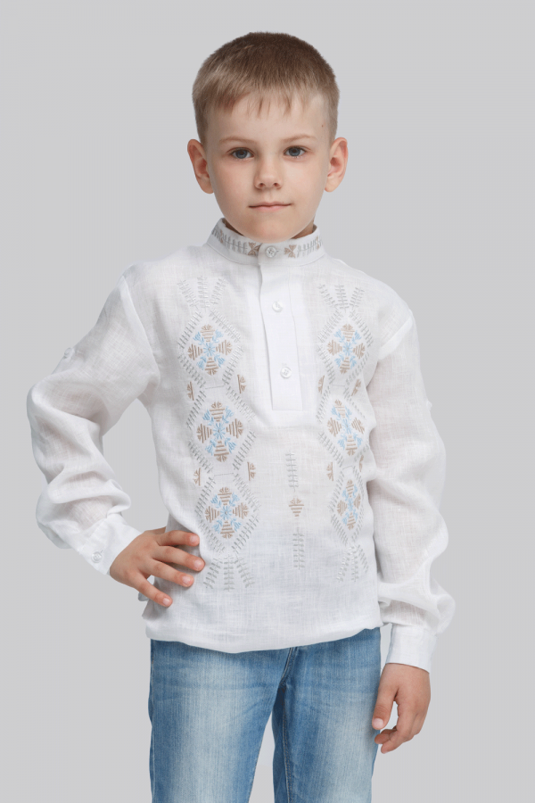 Дитяча вишиванка для хлопчика Трійця White