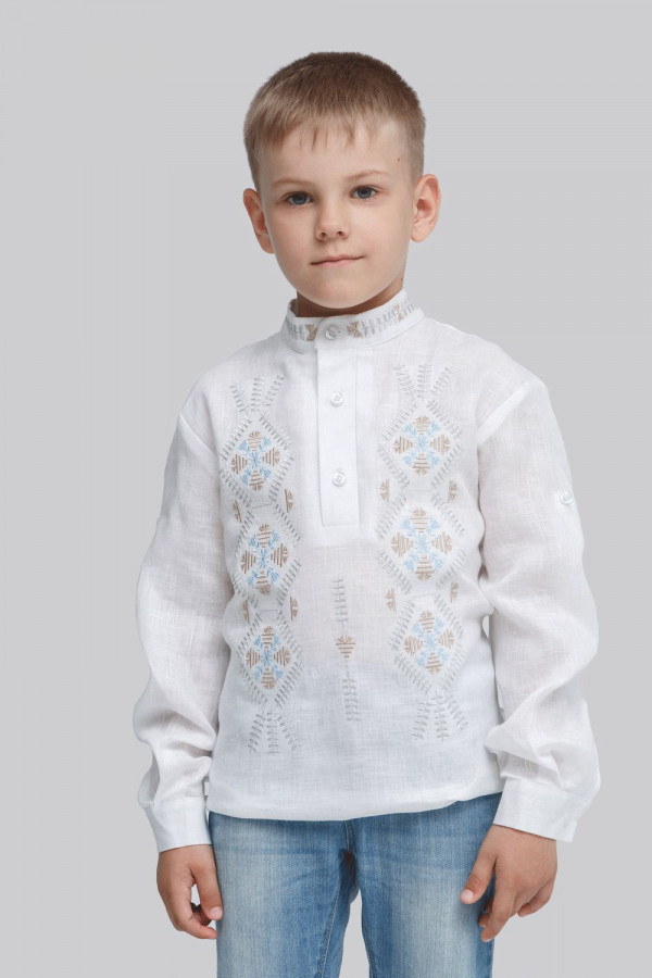 Дитяча вишиванка для хлопчика Трійця White