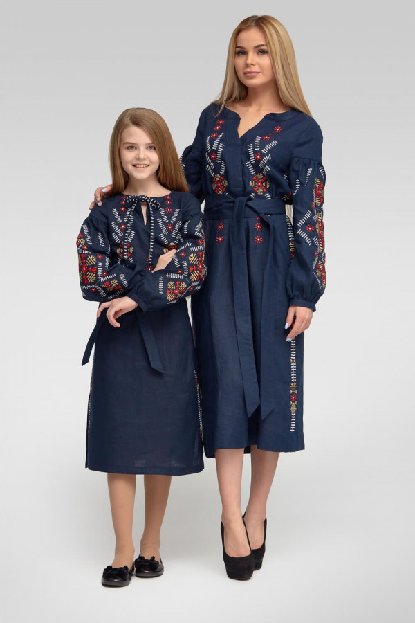 Жіноча вишита сукня Navy blue 3