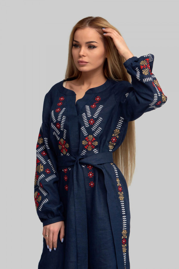 Жіноча вишита сукня Navy blue 3
