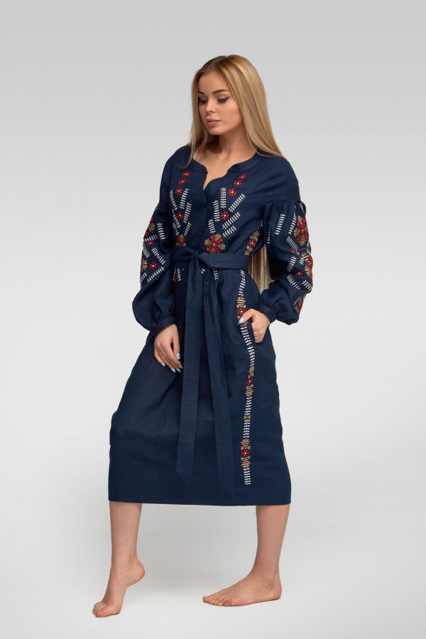 Жіноча вишита сукня Navy blue 3