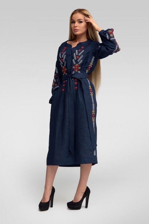 Жіноча вишита сукня Navy blue 3